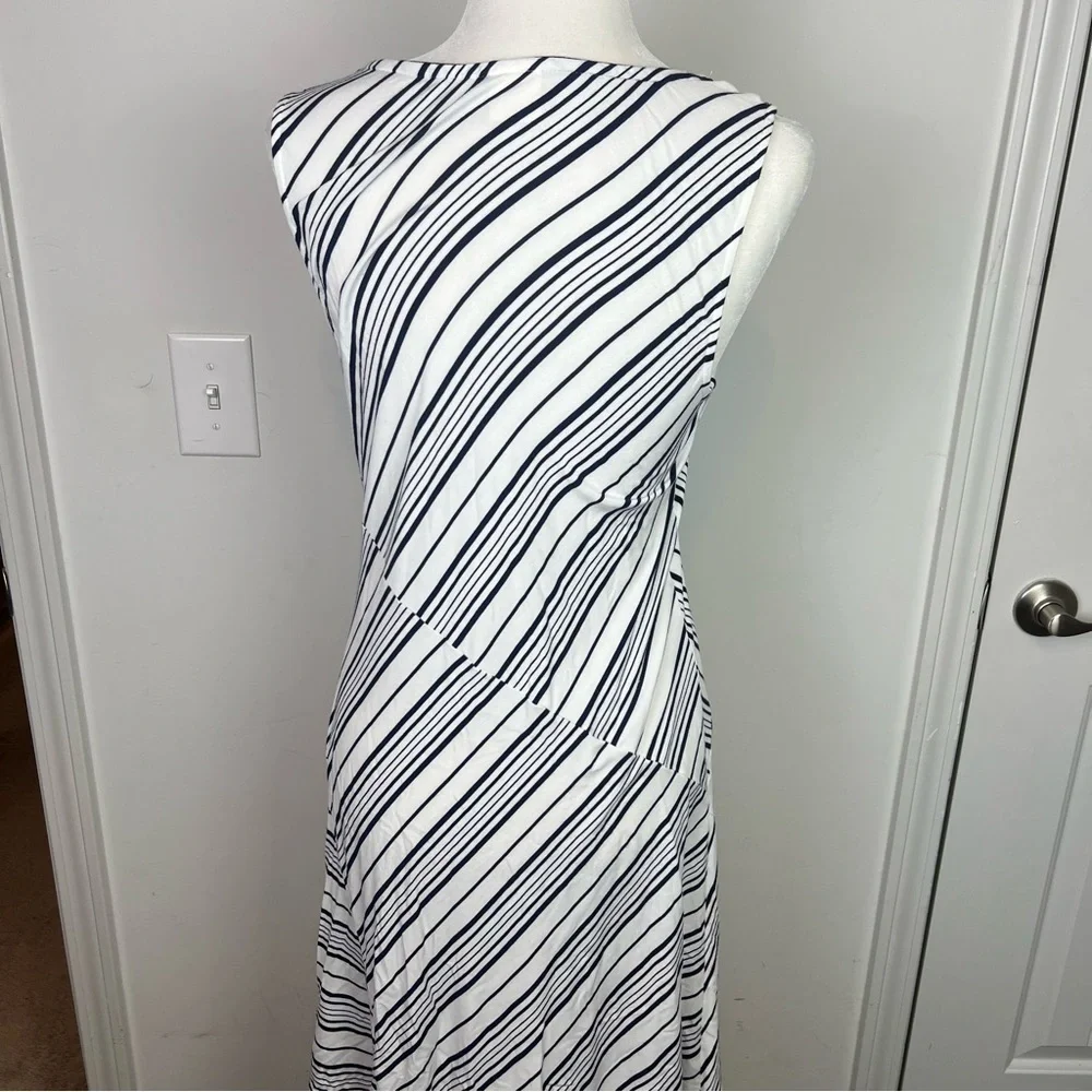 Soma Soft Jersey Asymmetrical Hem Midi Dress women medium Amity Stripe White - Picture 4 of 11